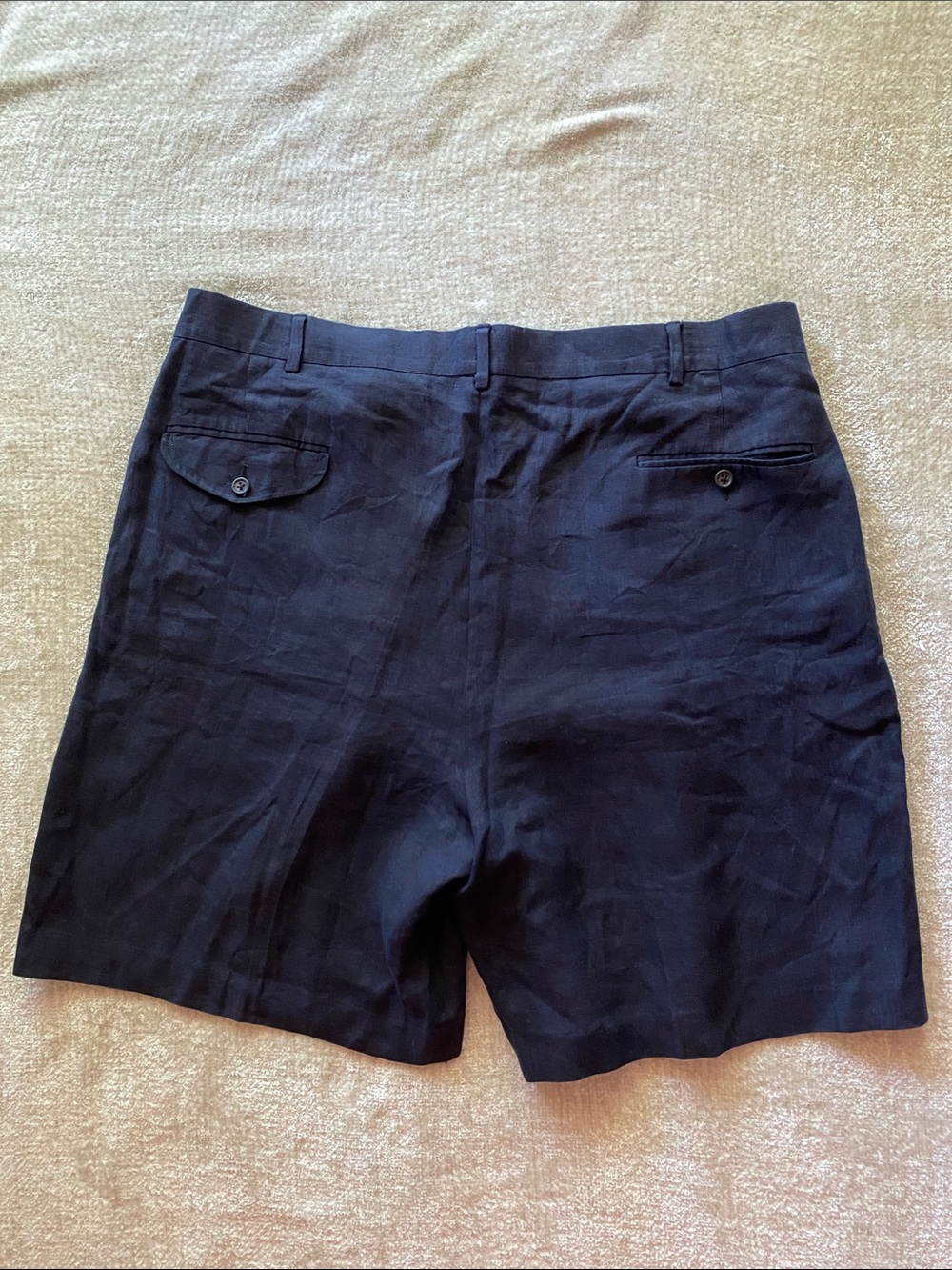 Polo Ralph Lauren Men’s Navy Blue Linen Pleated Front Shorts Size 36 - Picture 4 of 5
